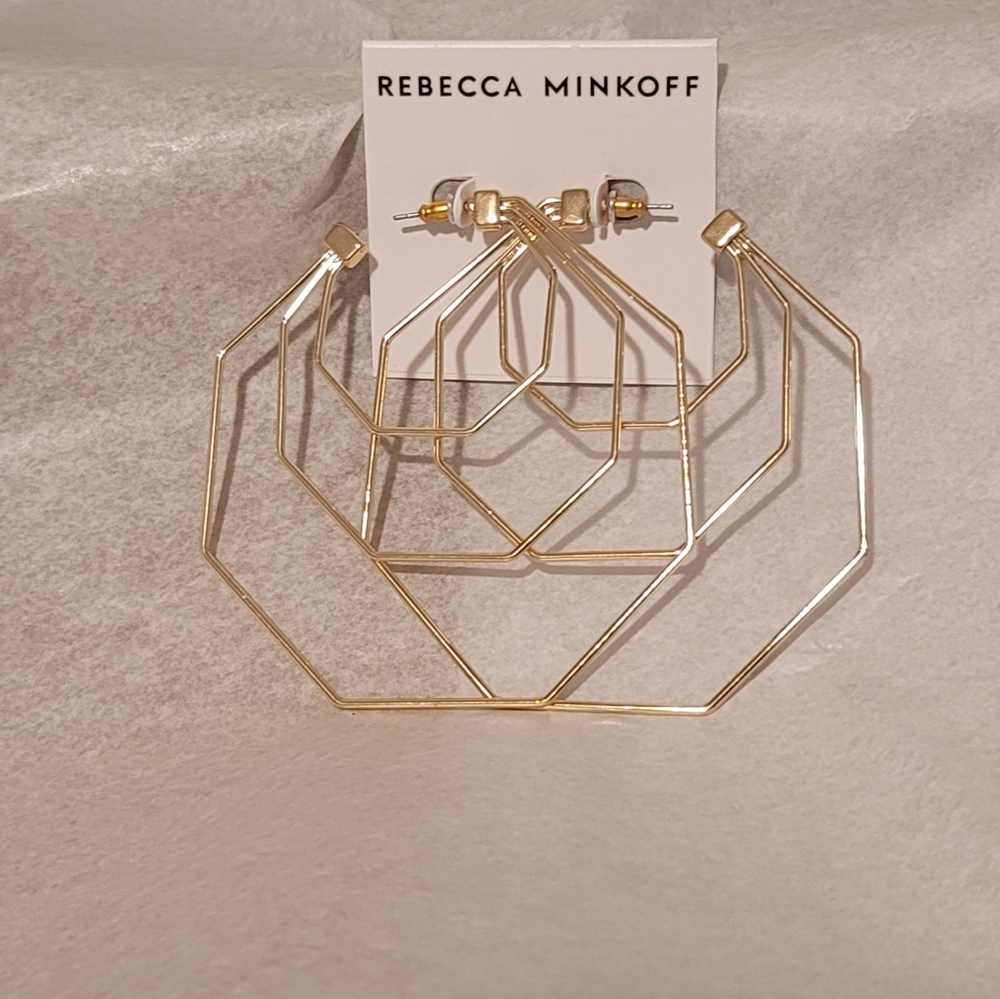 Geometric Hoop gold tone earrings
